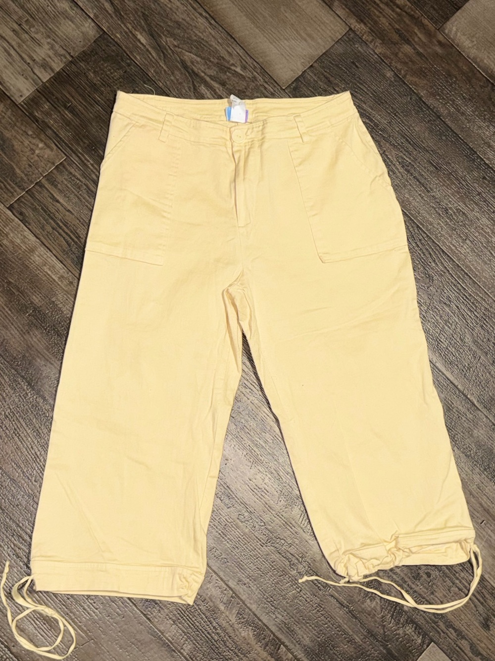 Women’s Light Yellow Bermuda Shorts - Casual Drawstring Hem